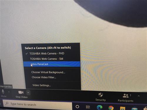 Zoom camera select