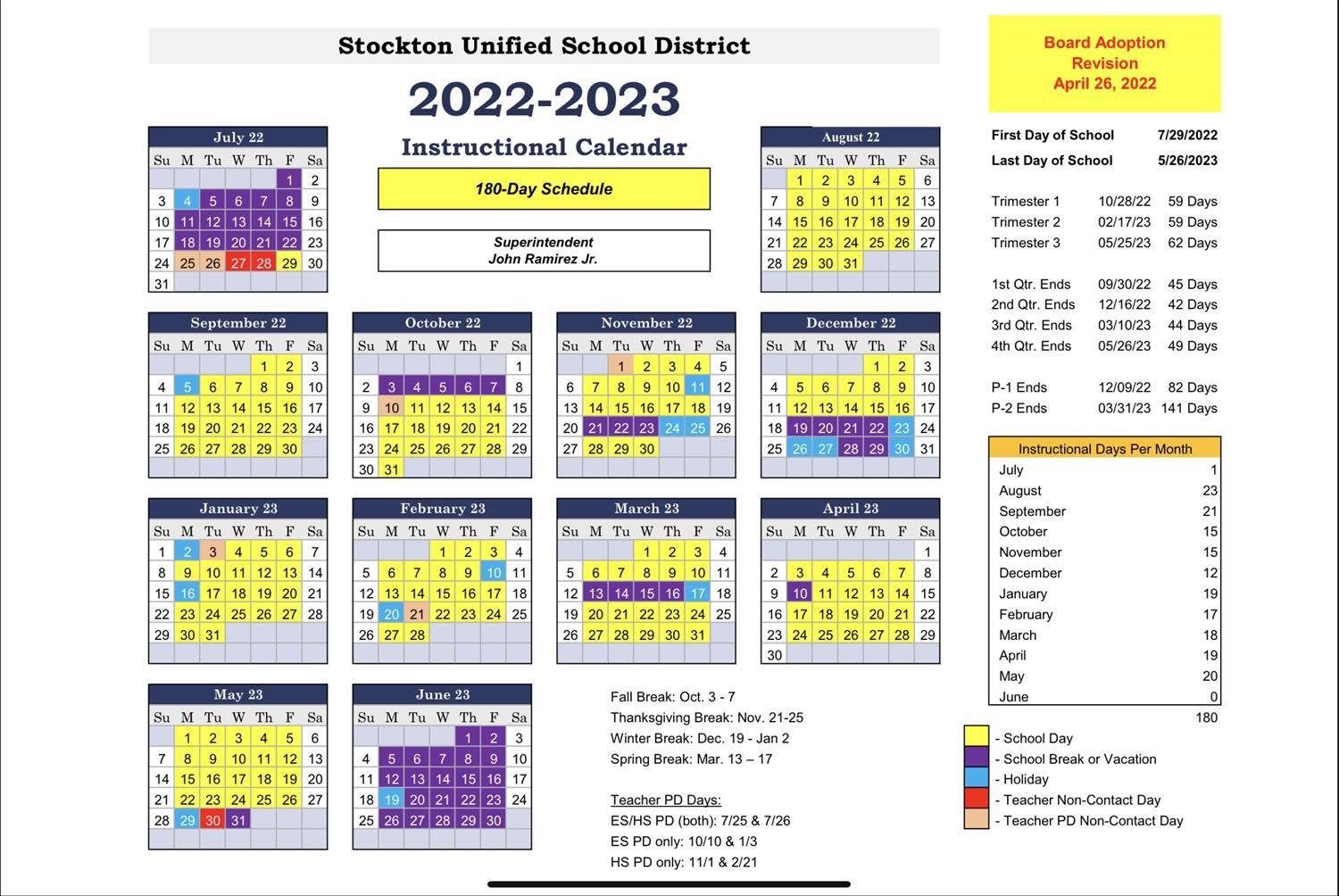  School calendar
