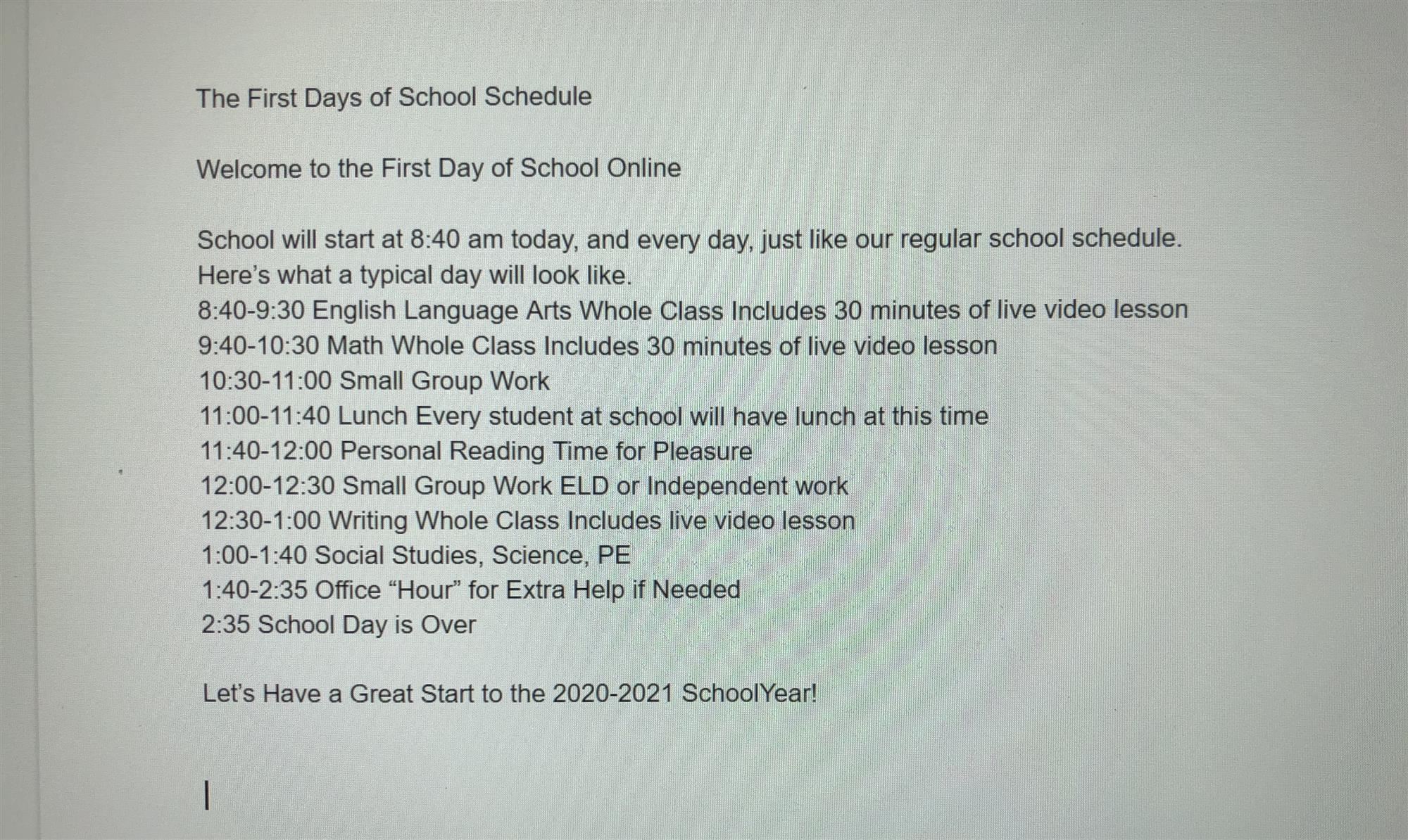 schedule schedule
