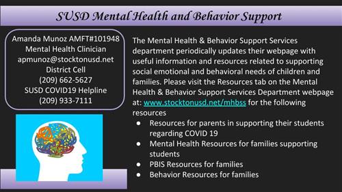 SUSD Mental Health and Behavior Support 