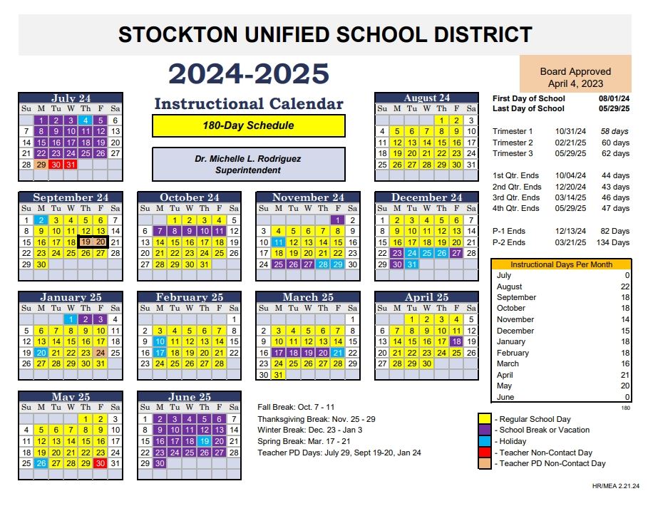 2024-25 Instructional Calendar